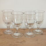 4 verres anciens à porto ou apéritif en verre soufflé 19ème
