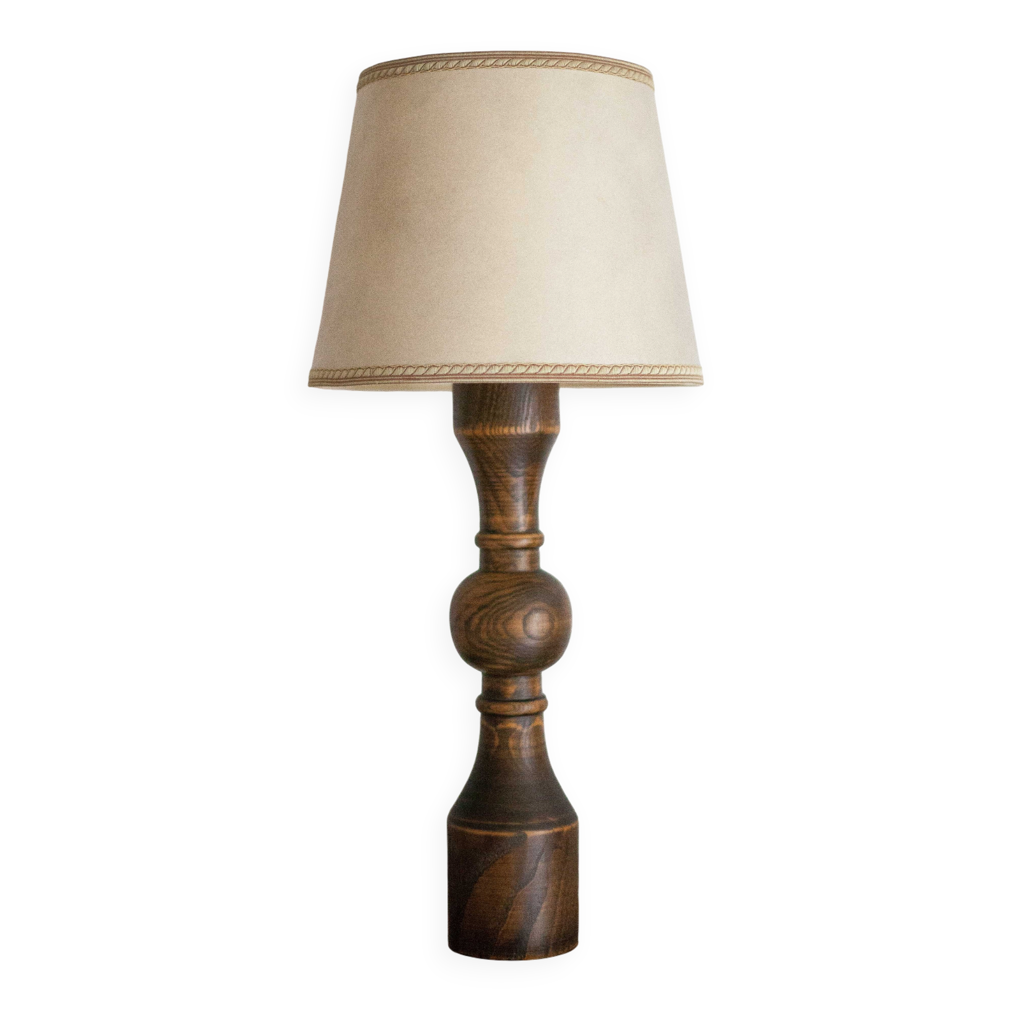 Lampe de table vintage, lampe vintage,lampe pied bois avec abat-jour, lampe