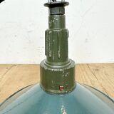 Industrial petrol enamel military pendant lamp with cast aluminium top, 1960s