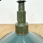 Industrial petrol enamel military pendant lamp with cast aluminium top, 1960s