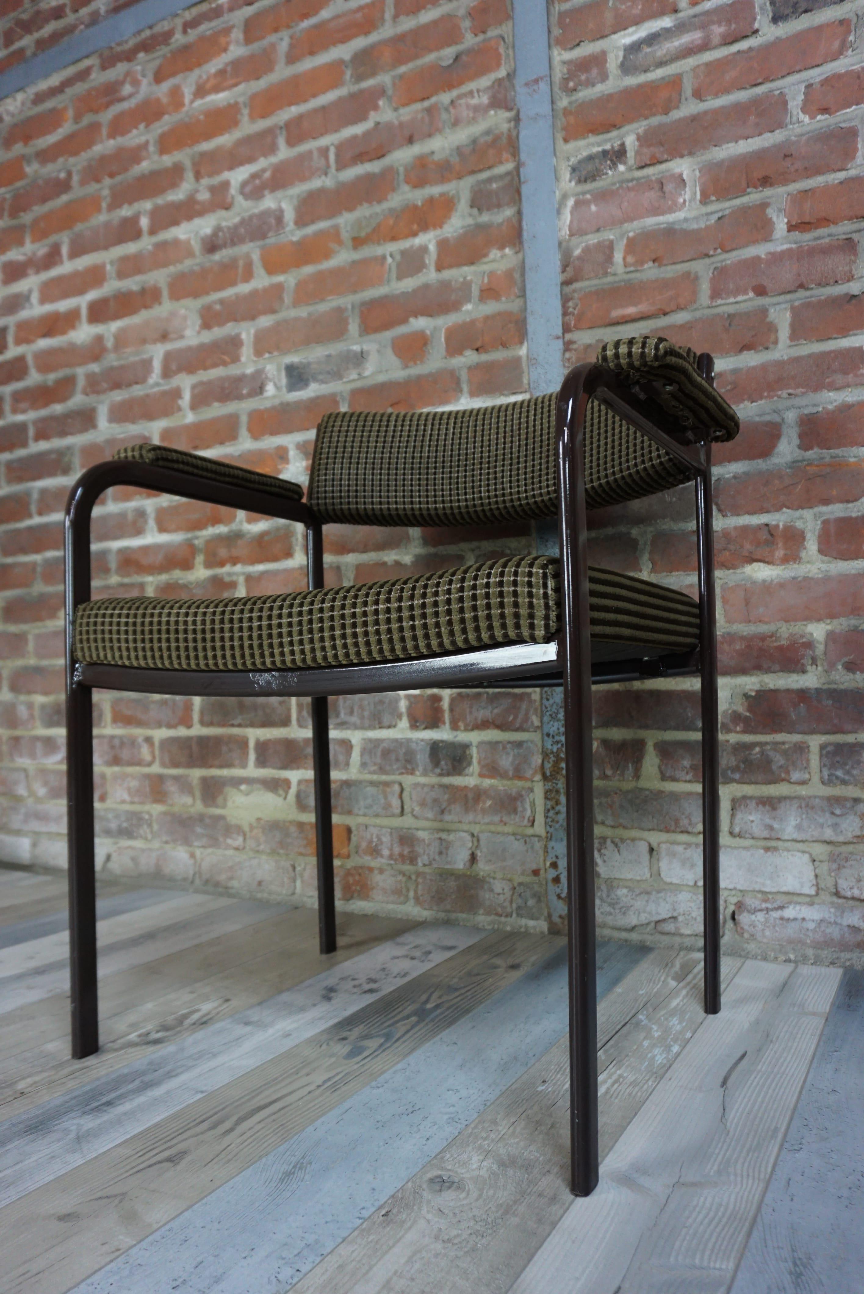 Metal and velvet office armchair