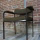 Metal and velvet office armchair