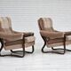 1970s, pair of Danish lounge chairs, original very good condition, corduroy.