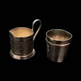 Deux Verres en métal argenté