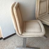 Set of 4 chairs in cream velvet seventies