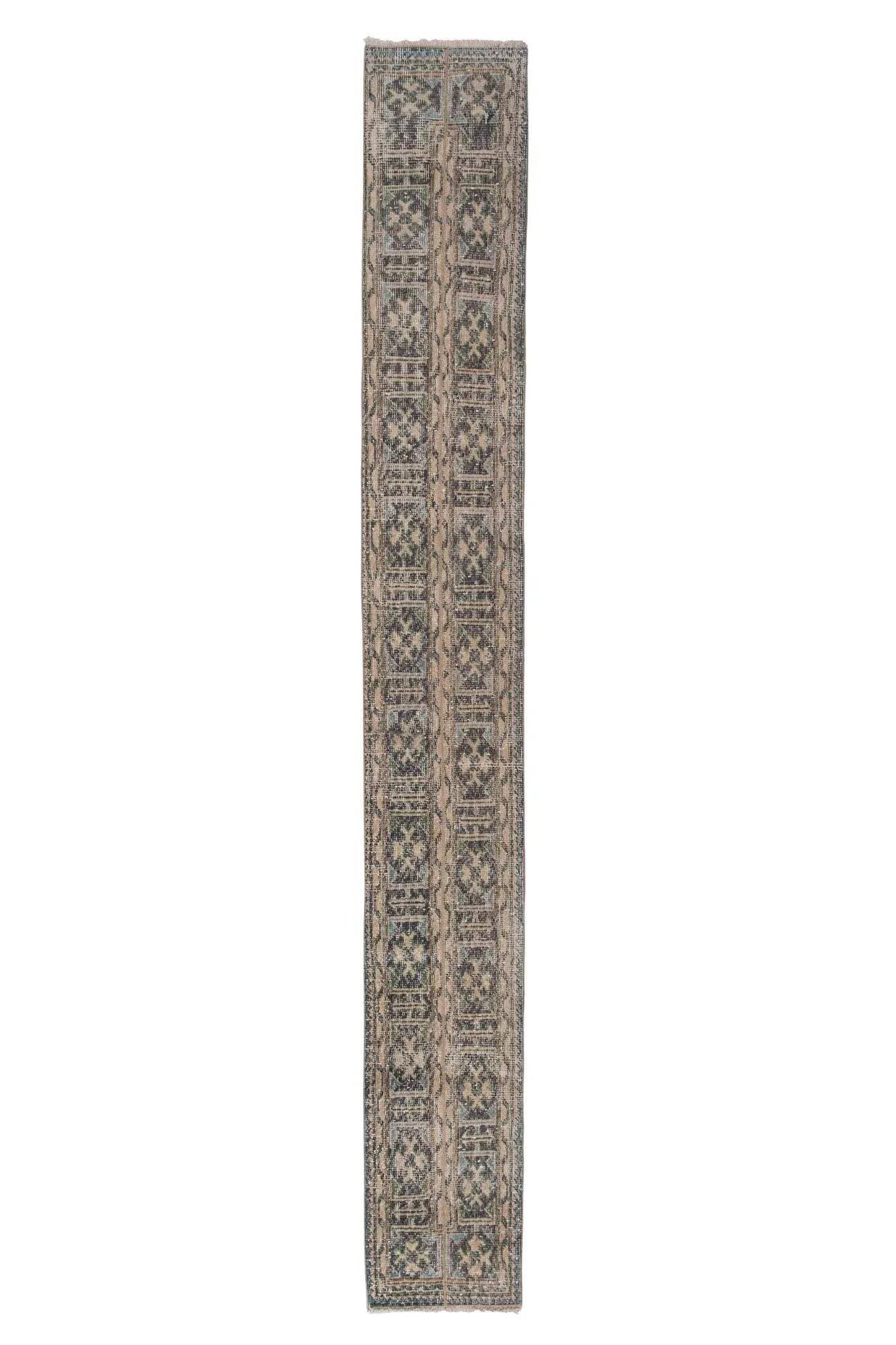 Vintage Turkish hallway rug 45x351 cm