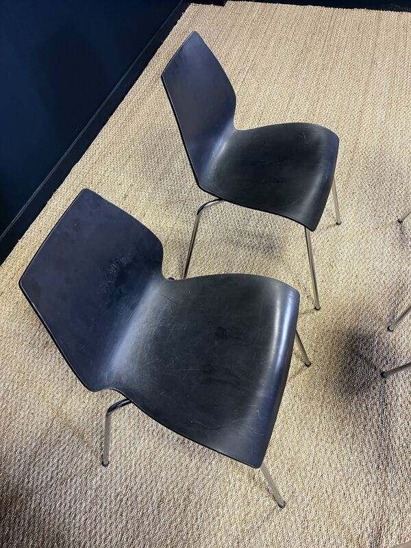 Ensemble de 4 chaises Maui noires par Magistretti pour Kartell années 2000 Italie