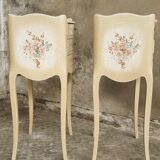 Set of bedside tables hand-painted Louis XV style