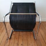 Vintage tubular chrome and velvet armchair