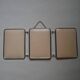 Barber mirror triptych chrome metal imitation cream leather vintage chain
