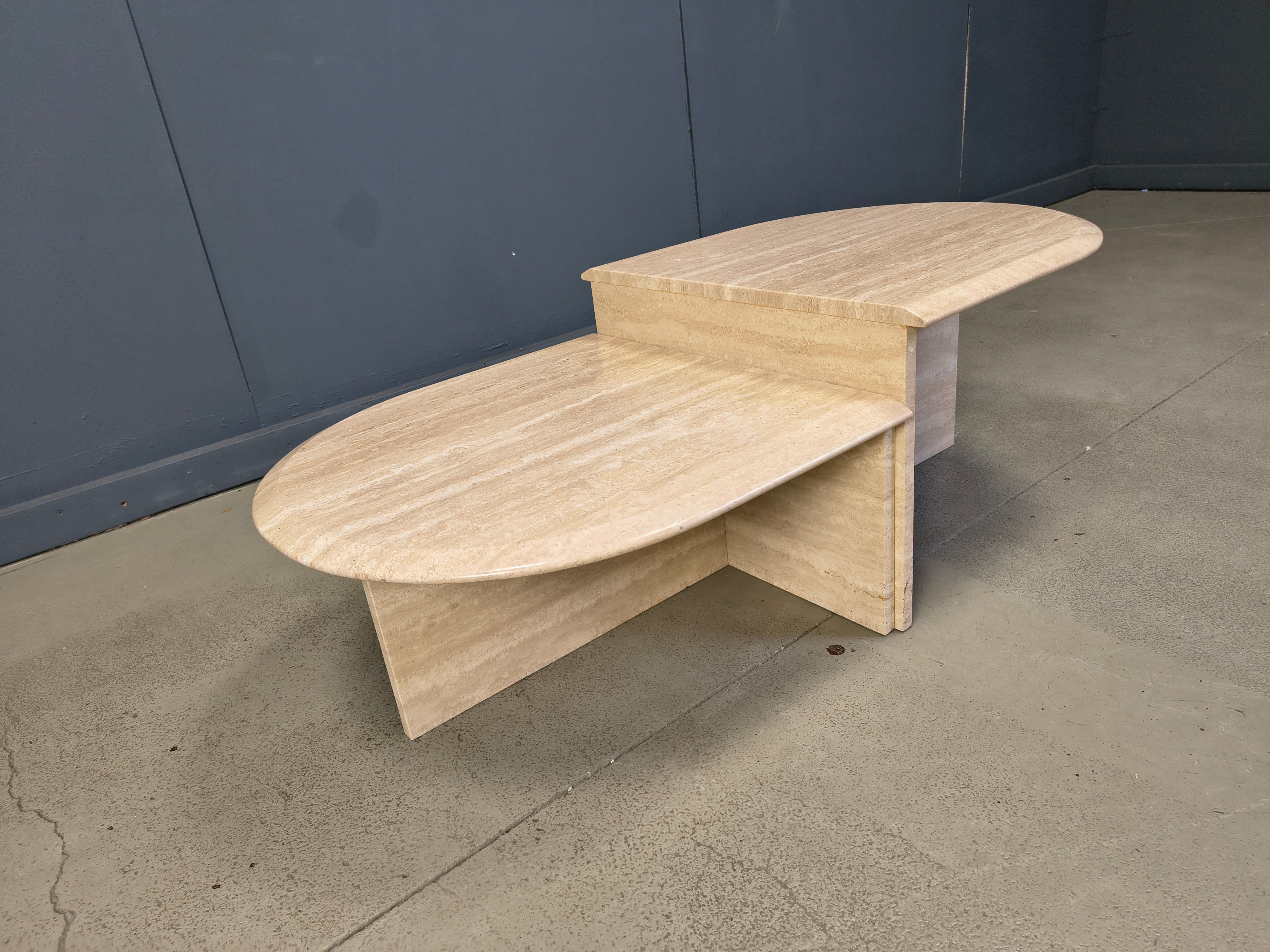 Pair of vintage travertine coffee tables or side tables, 1970s