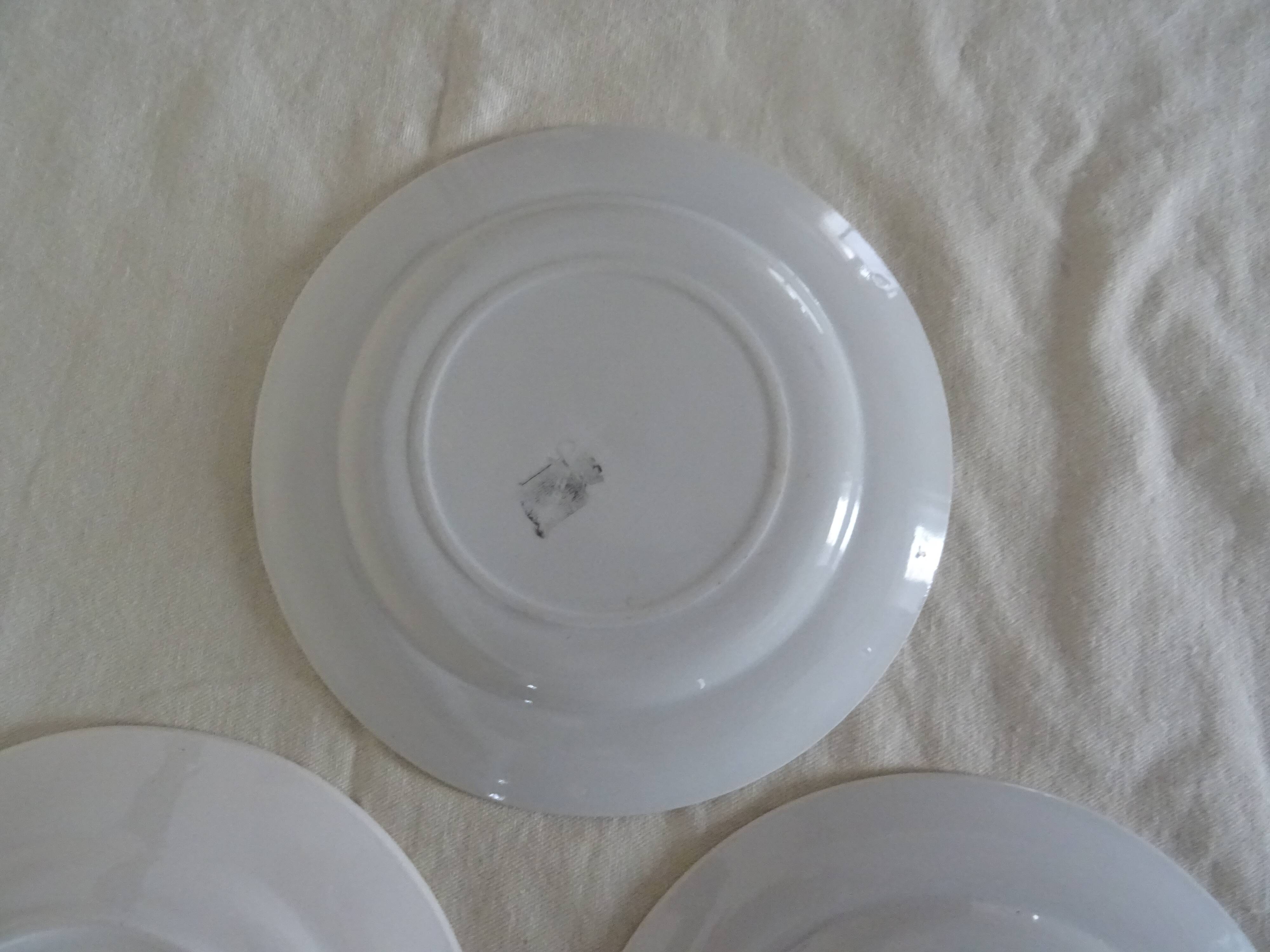 5 plates Luneville Badonviller old faience 385012 red flowers