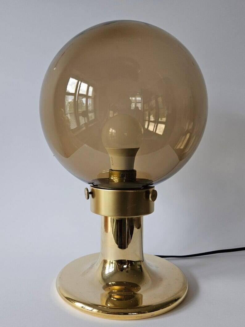 Very Rare Midcentury Large Table Brass Lamp, Switzerland, 1970s