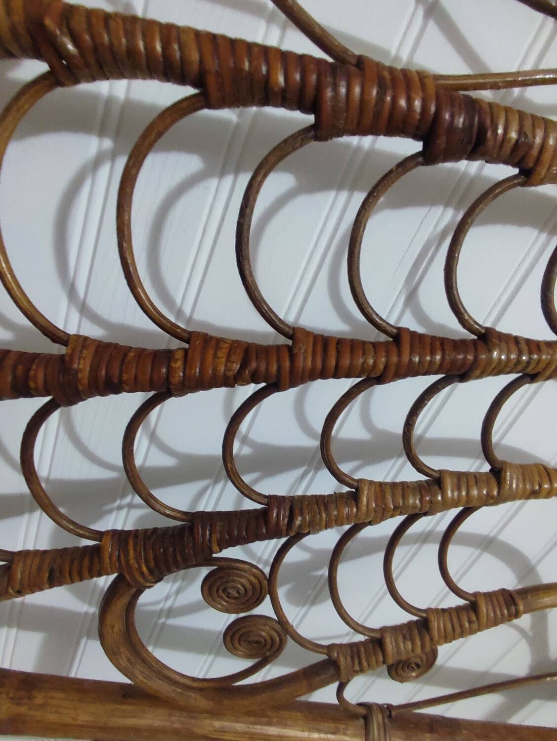 Vintage rattan “Peacock” headboard