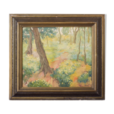 Impressionist wooded landscape with flowers