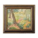 Paysage boisé impressionniste avec des fleurs