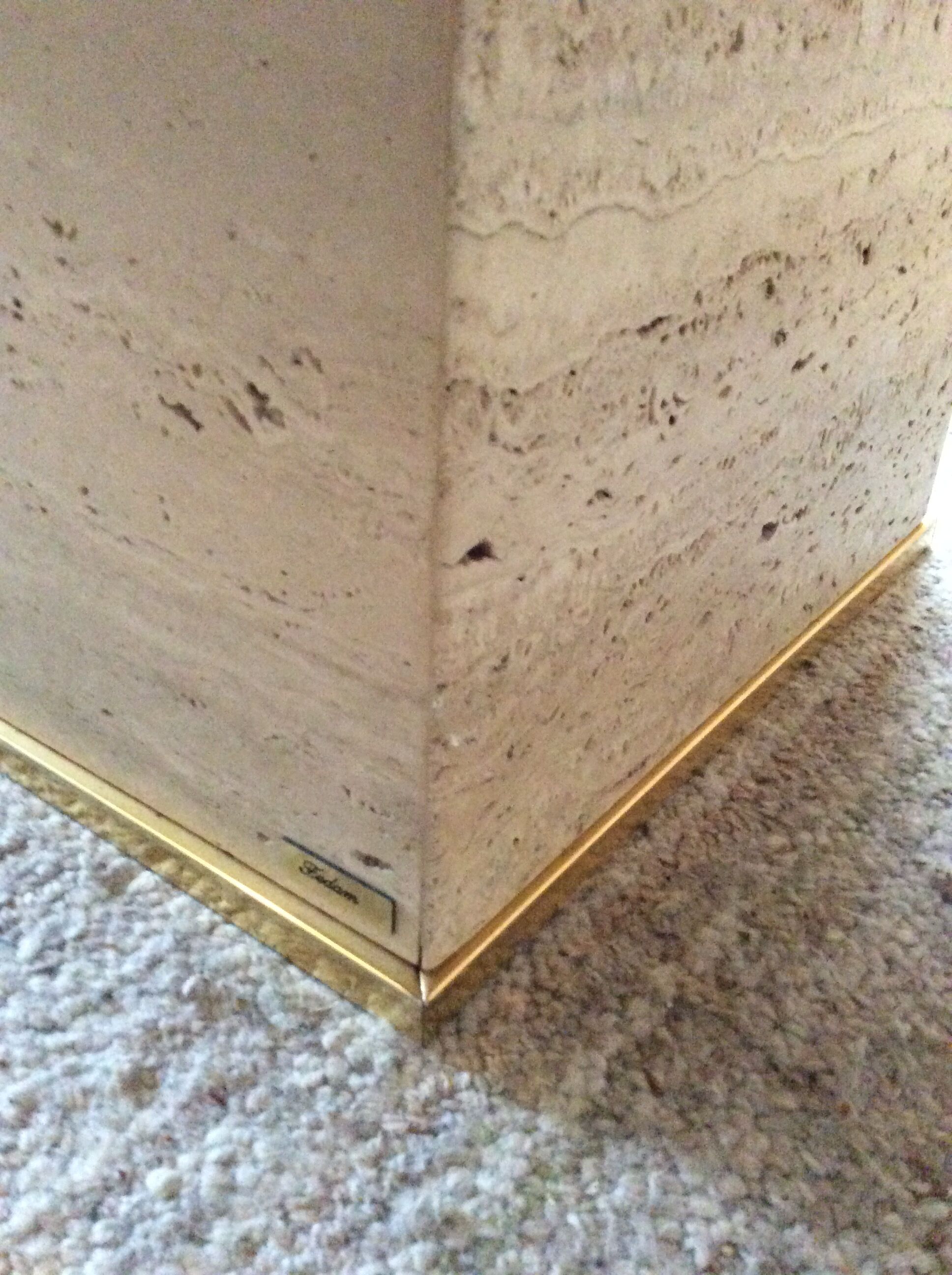 Travertine and brass coffee table by Fedam from the 70s