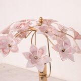 Amazing Murano Table Light Pink Flowers, 1980s