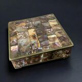 Abalone shell vanity box, alpaca & wood, Mexico, circa 1980