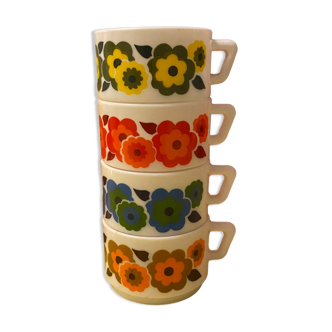 Tasses à café arcopal lotus rétro pops 70s