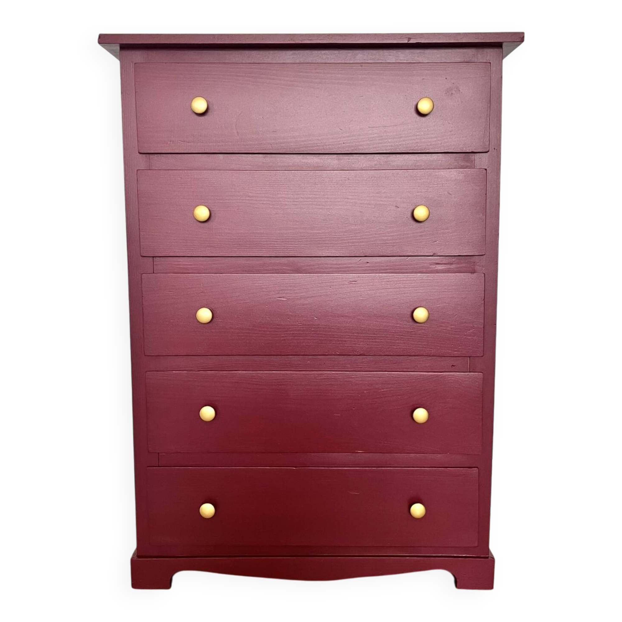 Chest of drawers with 5 drawers in black cherry.