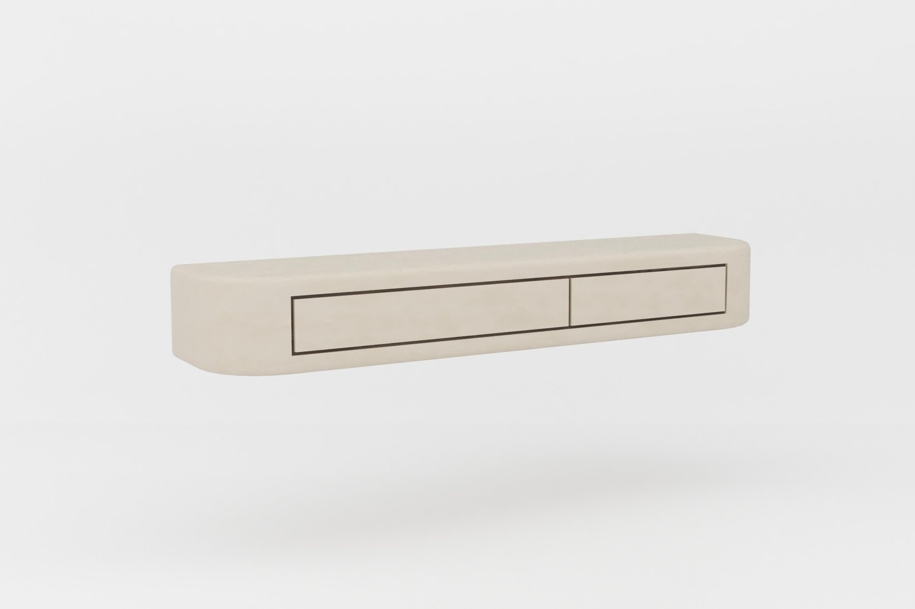 Contemporary Handmade Textured Plaster Floating Drawer with Walnut Interior