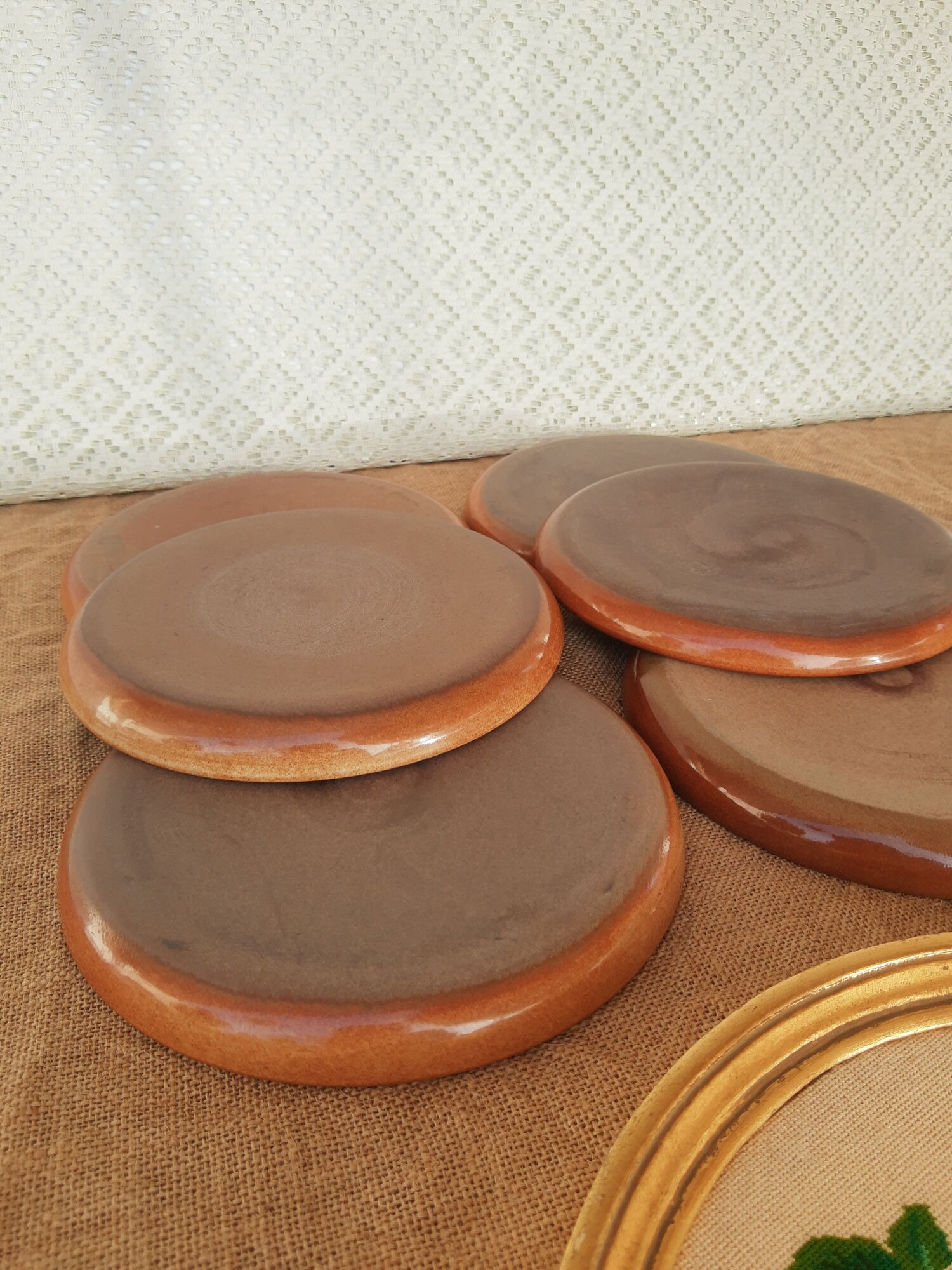 Set of 6 dessert plates in Montgolfier France vintage manufacture
