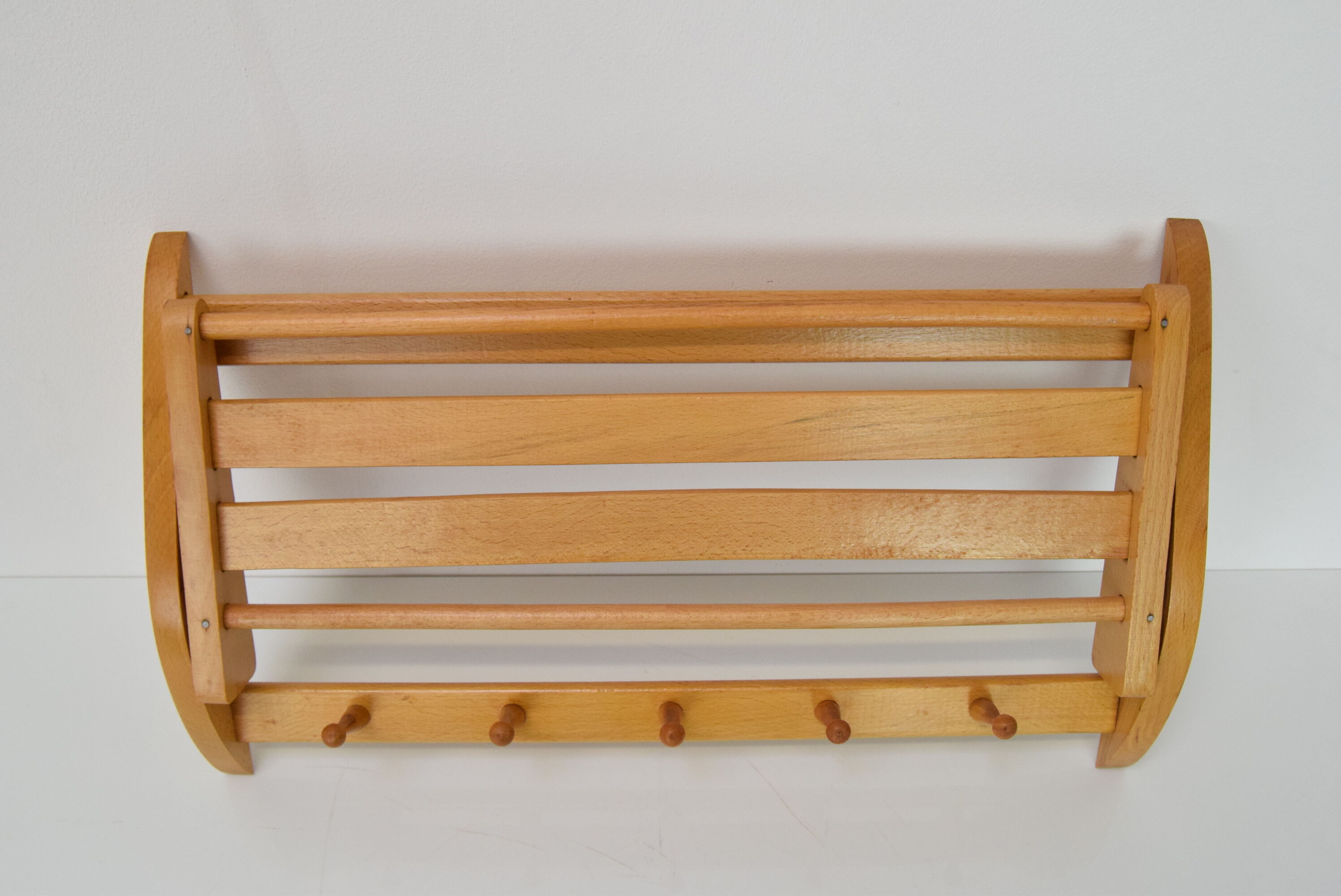 Mid-century wall folding  hanger and shelf, 1960's.