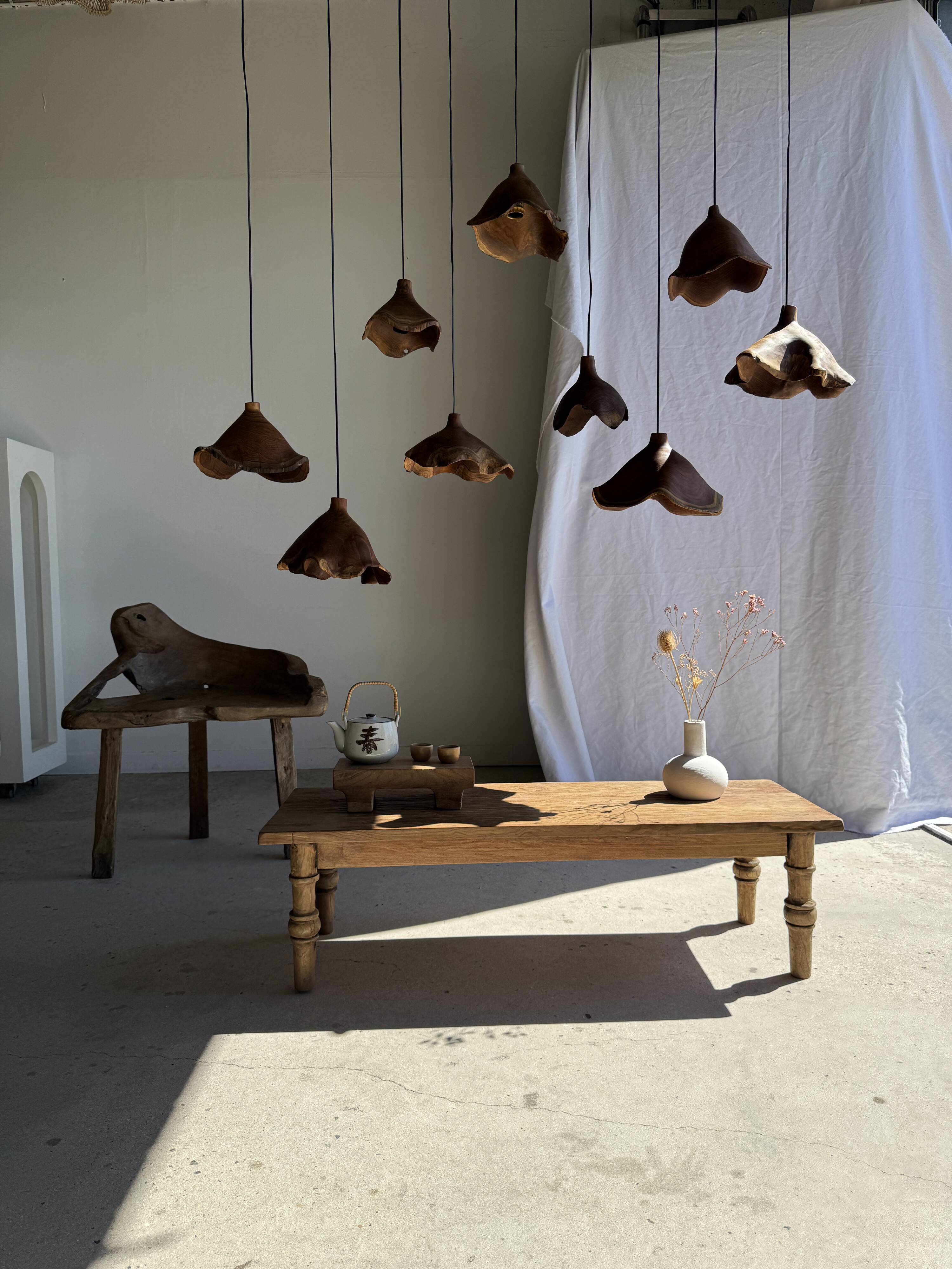 Small suspension in organic teak hat D30 H20