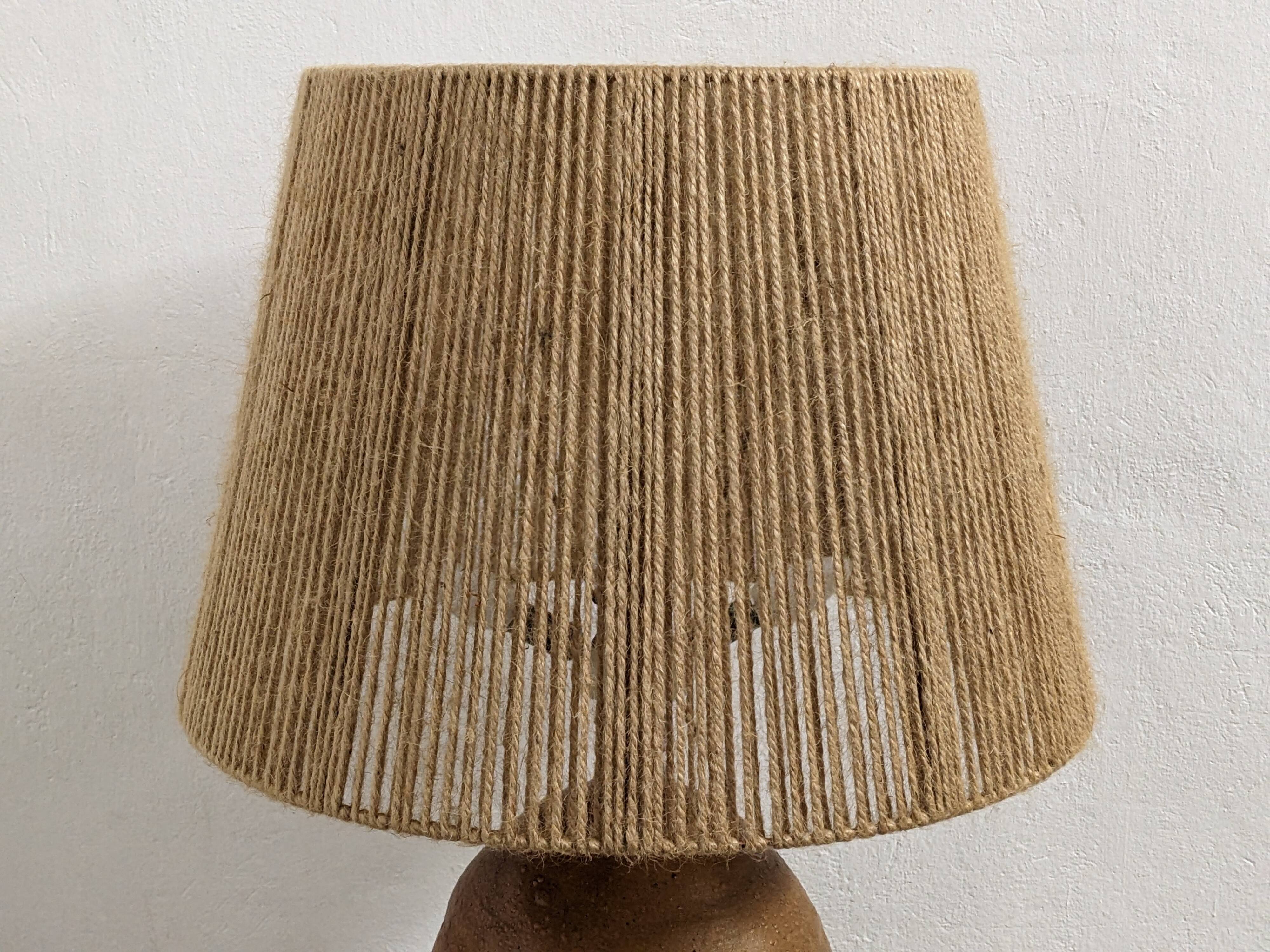 XXL lamp in glazed stoneware and jute rope circa 1960