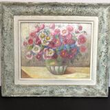 Table; still life with bouquet of flowers