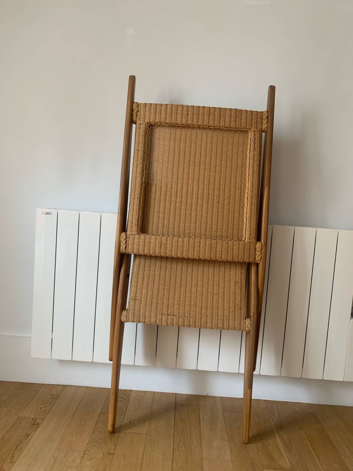 Scandinavian style wooden deckchair