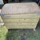 Raw wooden chest with a secret drawer