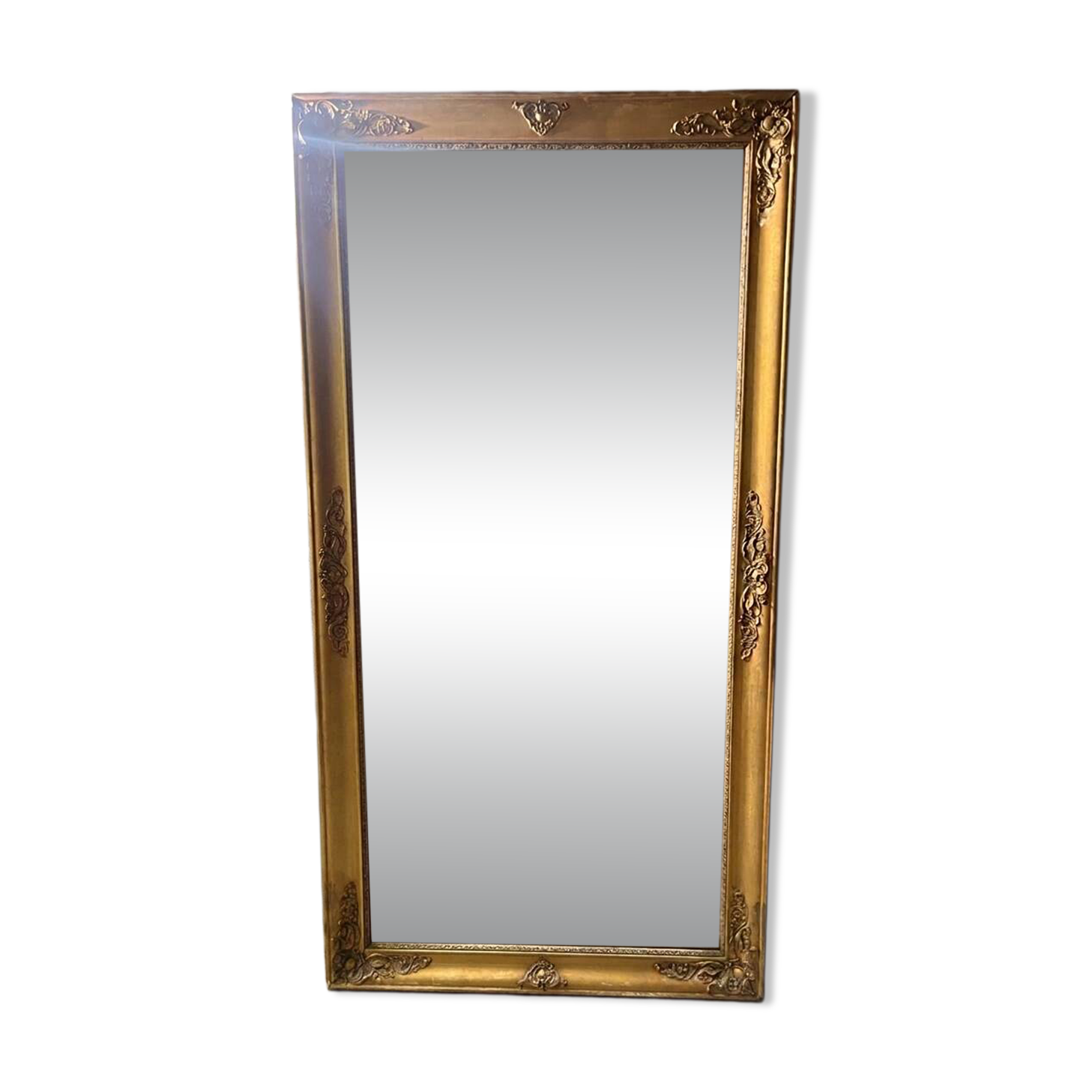 Exceptional Large Golden Mirror with Pediment - Louis XV / Neo-Baroque Style