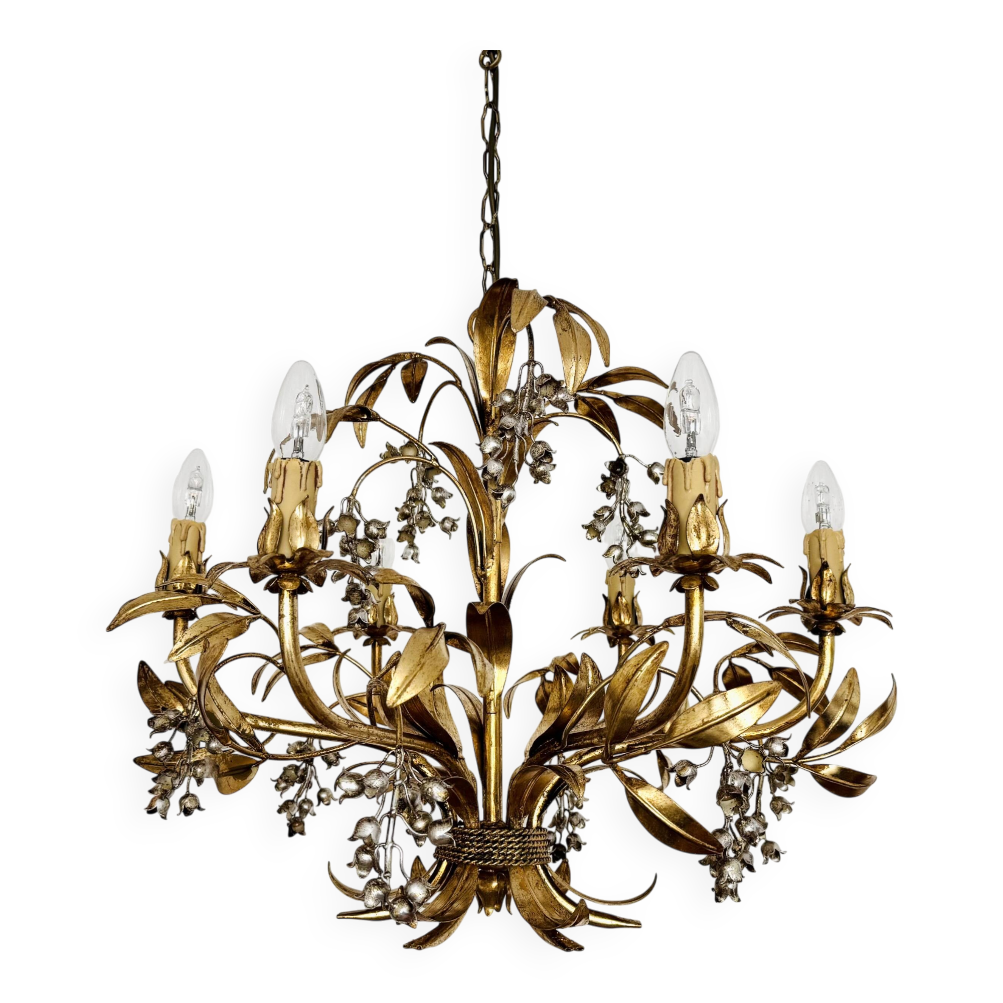 Grand lustre italien Hollywood Regency par Hans Kögl