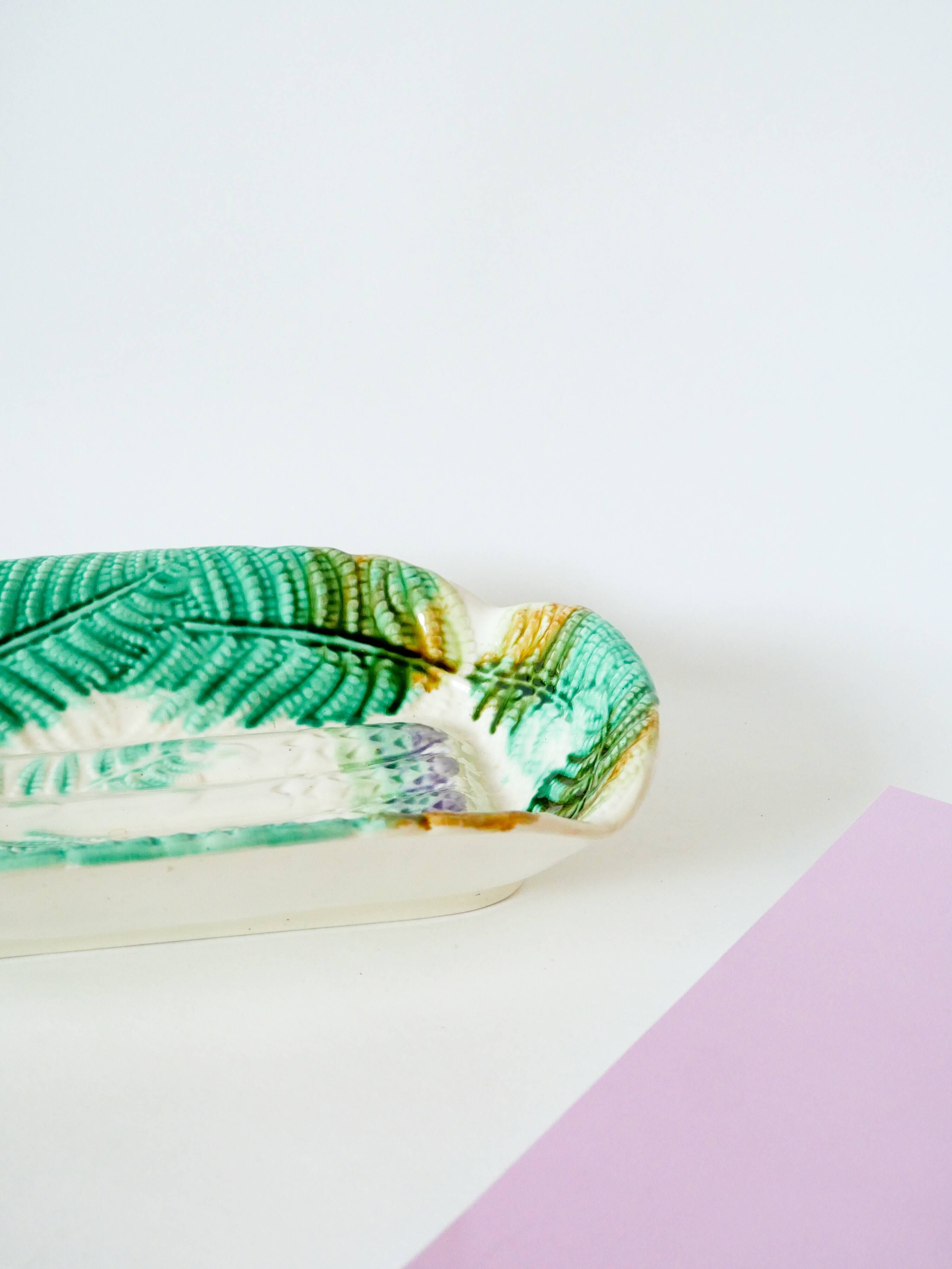 Large asparagus dish in Salins slip, early 20th century