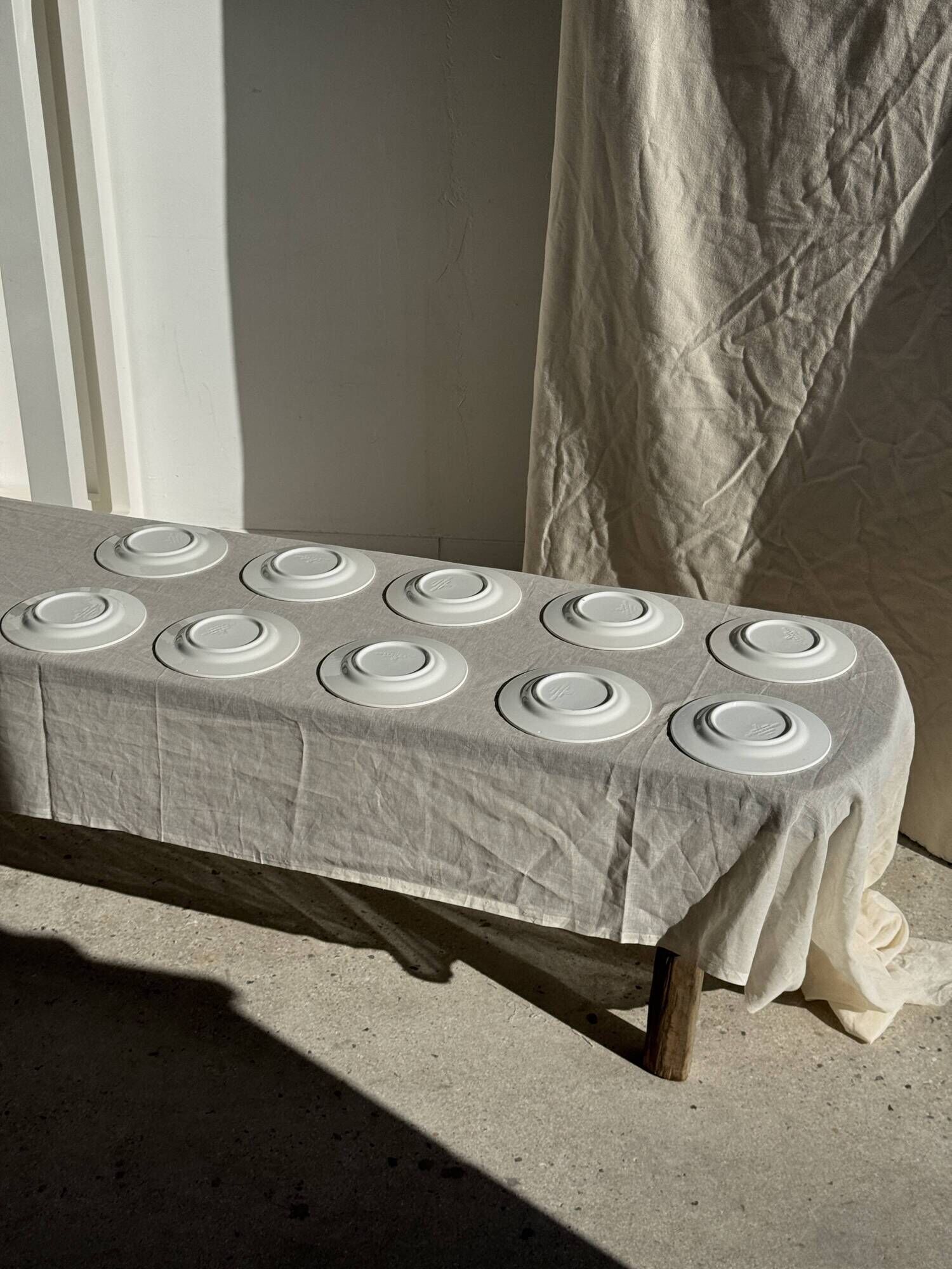 Set of 10 small dessert plates in Italian ceramic Total rim b