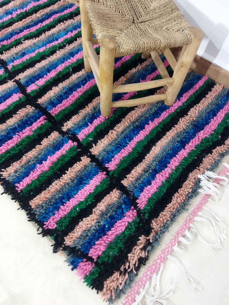 Berber carpet colorful corridor 215 X 88 CM