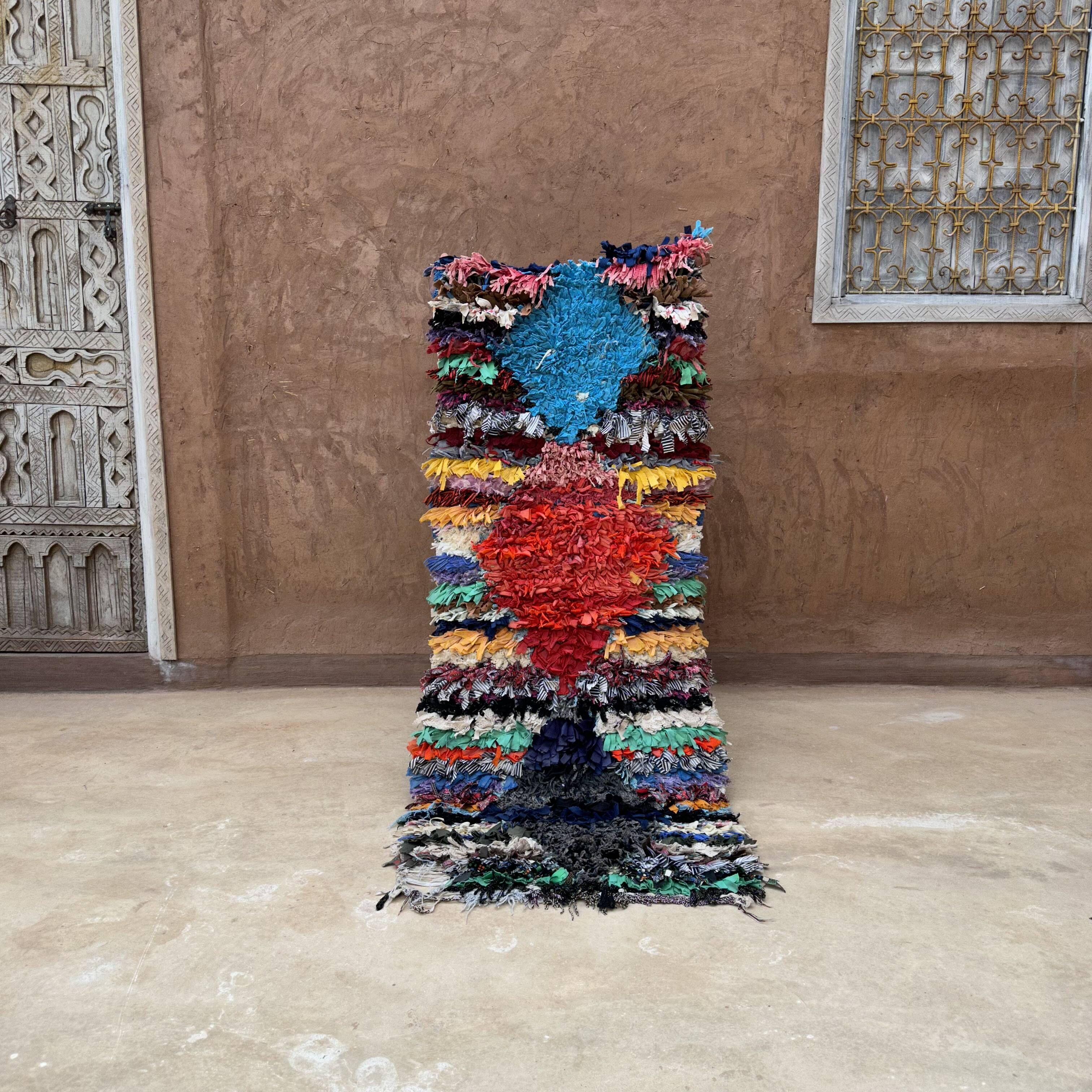 Tapis Marocain Boucherouite coloré - 67 x 162 cm