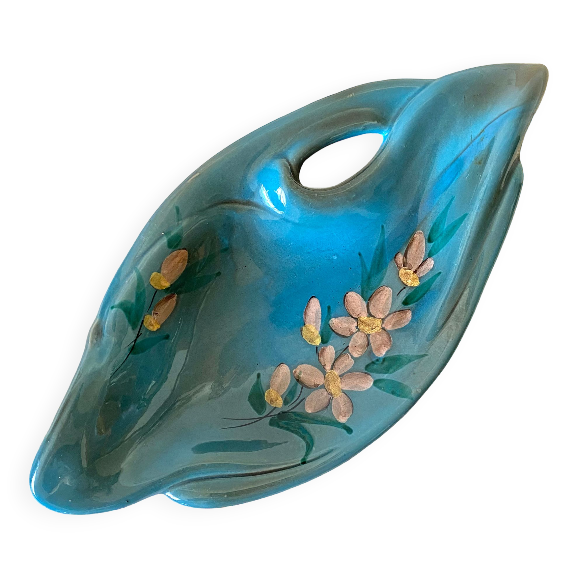 Flowery Vallauris dish, 1960s-70s