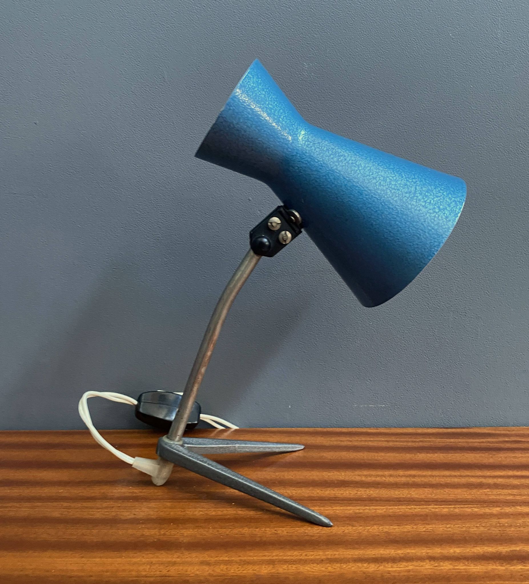 Blue metal desk lamp 1960s