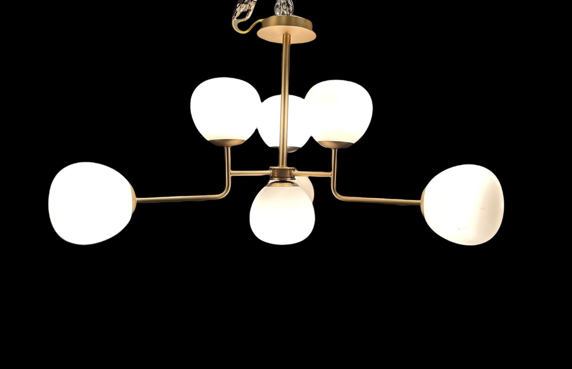 Lustre Spoutnik en verre opalin avec 7 lumières