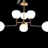 Lustre Spoutnik en verre opalin avec 7 lumières