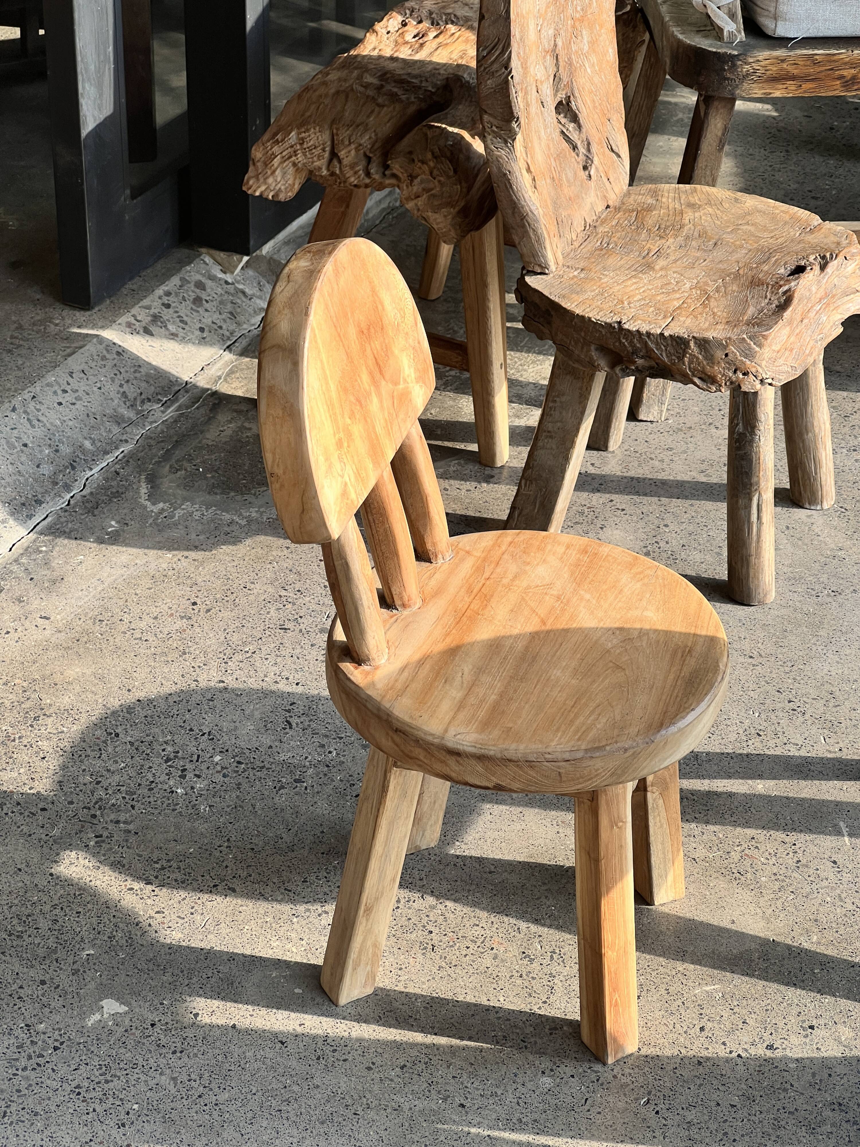 Small child's chair in natural blond teak back with three bars