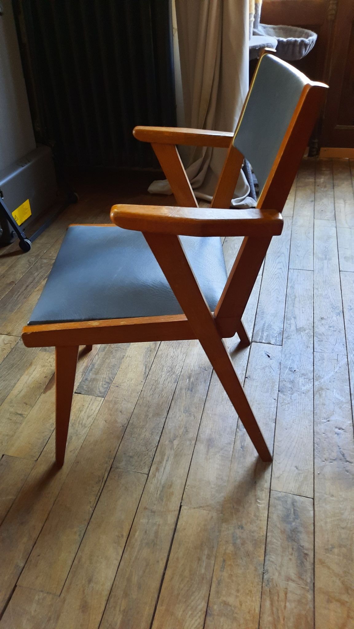 Paire de fauteuils bridge gris