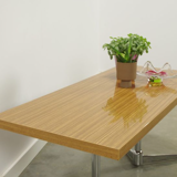 Vintage wooden coffee table with chrome base