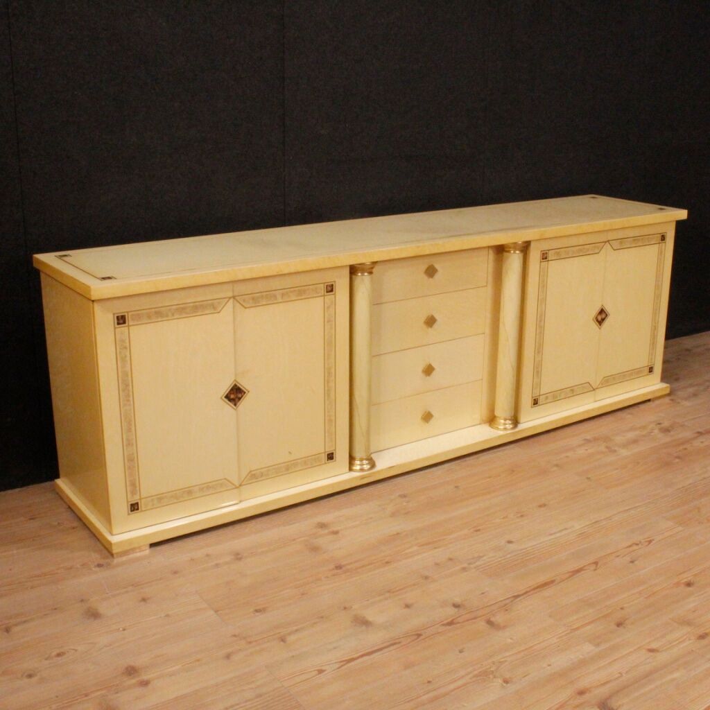 Italian sideboard in exotic wood and brass from XXth century