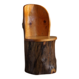 Modern primitive Swedish hand-carved pine stump chair, Wabi Sabi, 1960s