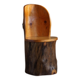 Modern primitive Swedish hand-carved pine stump chair, Wabi Sabi, 1960s