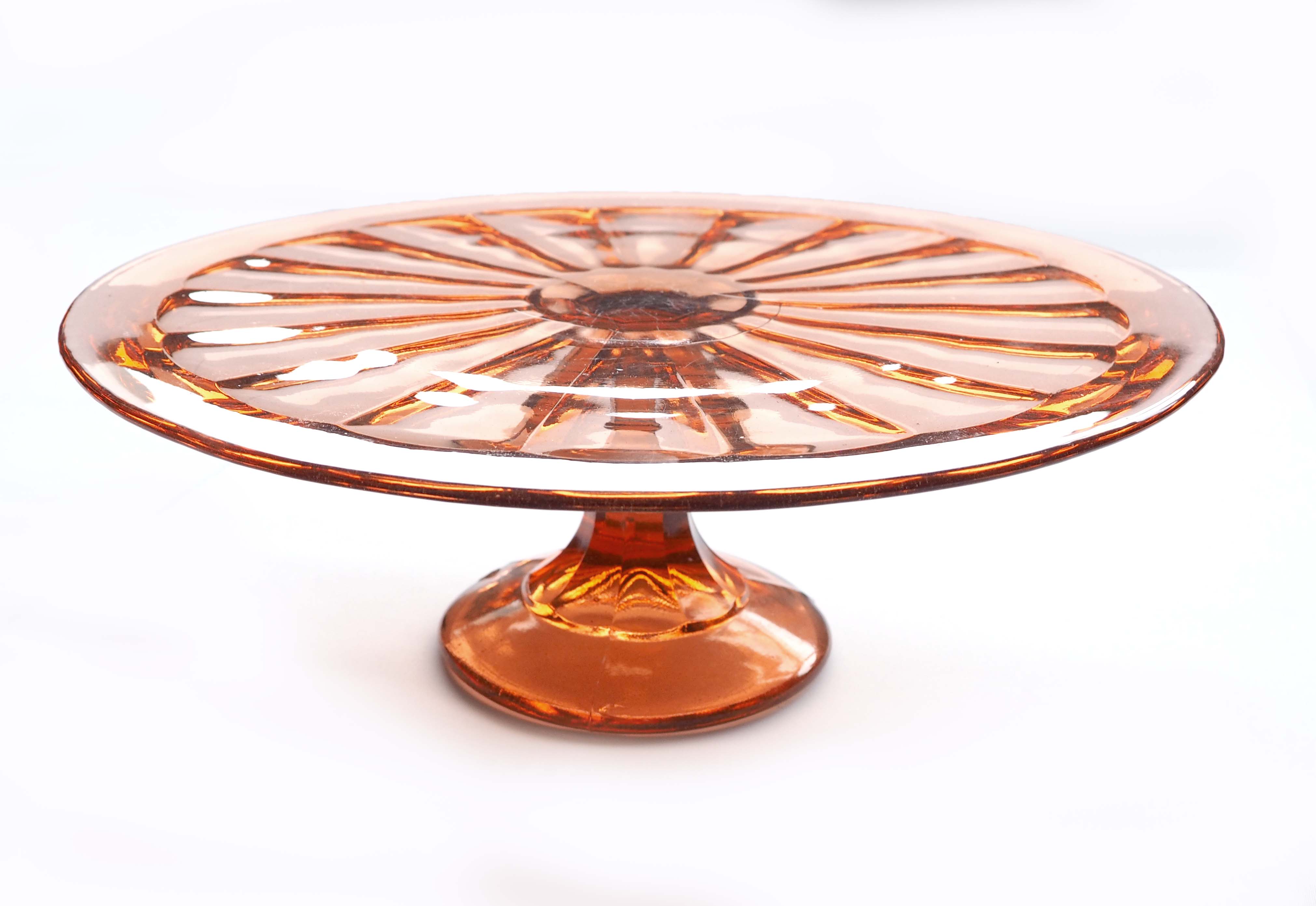 Art Deco glass display cake dish
